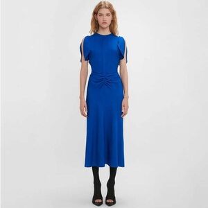 Victoria Beckham Royal Blue Midi Dress Gathered Waist UK6/US2